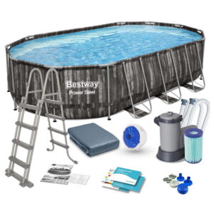 בריכת BESTWAY אובלית דמוי עץ 610X366X122 ס"מ דגם 5611R בסטוואי